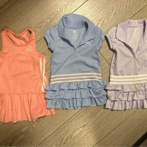 adidas Girls Light Blue, Light Purple, and Salmon/Peach Tennis Dresses